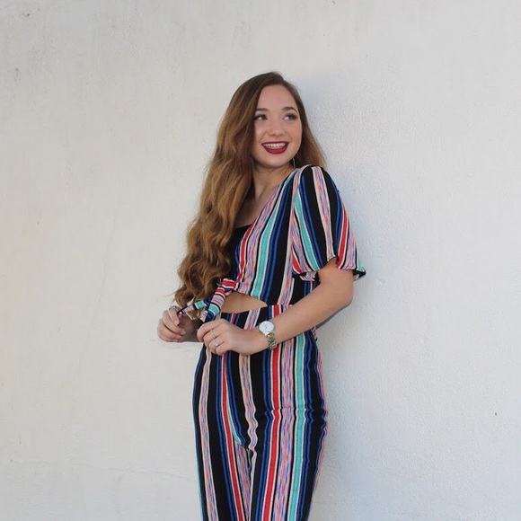lush striped jumpsuit